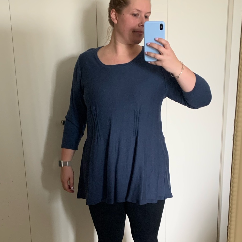 Ryan Wythe Dusty Blue peplum sweater top plus size